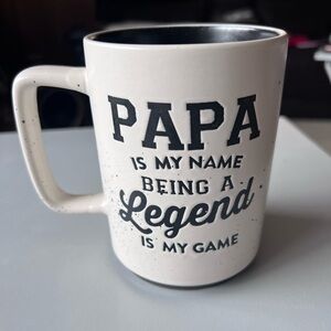 New Large PAPA Legend Ceramic Coffee Mug - White with Black Lettering #B-23